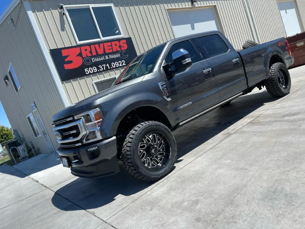 Ford Super Duty outside the diesel shop Richland WA